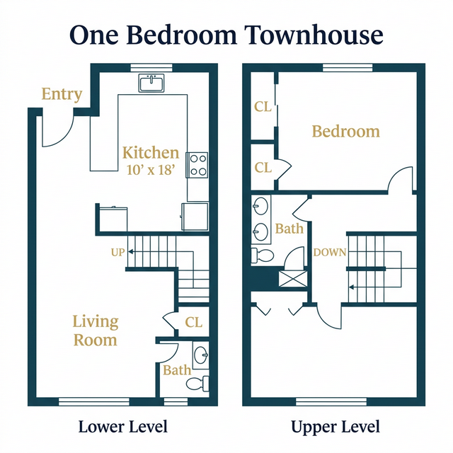 Apple Meadow 1BR Townhouse Floor Plan