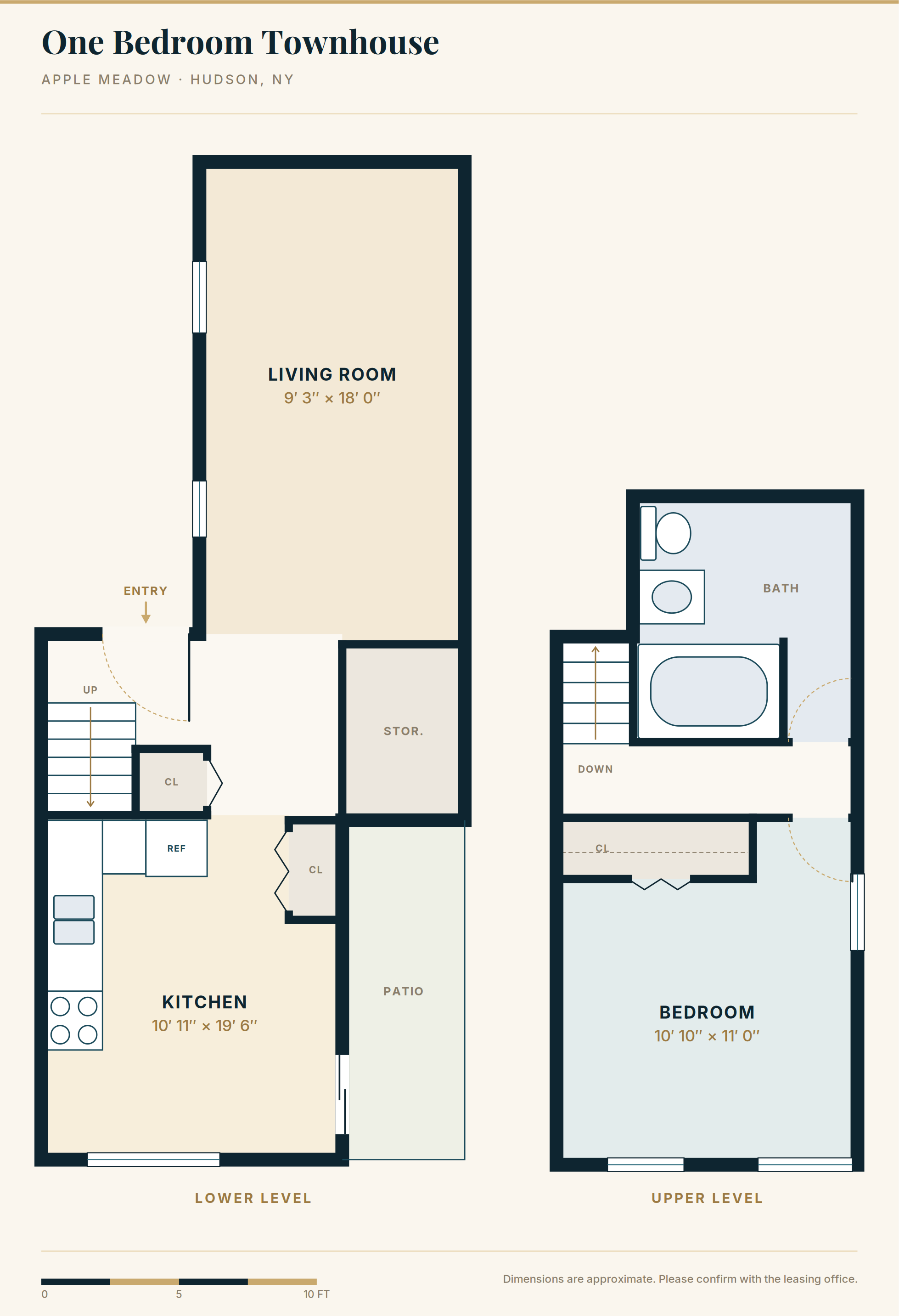 Apple Meadow 1BR Townhouse Floor Plan