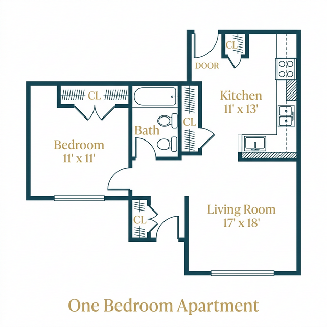 Apple Meadow 1 Bedroom Floor Plan