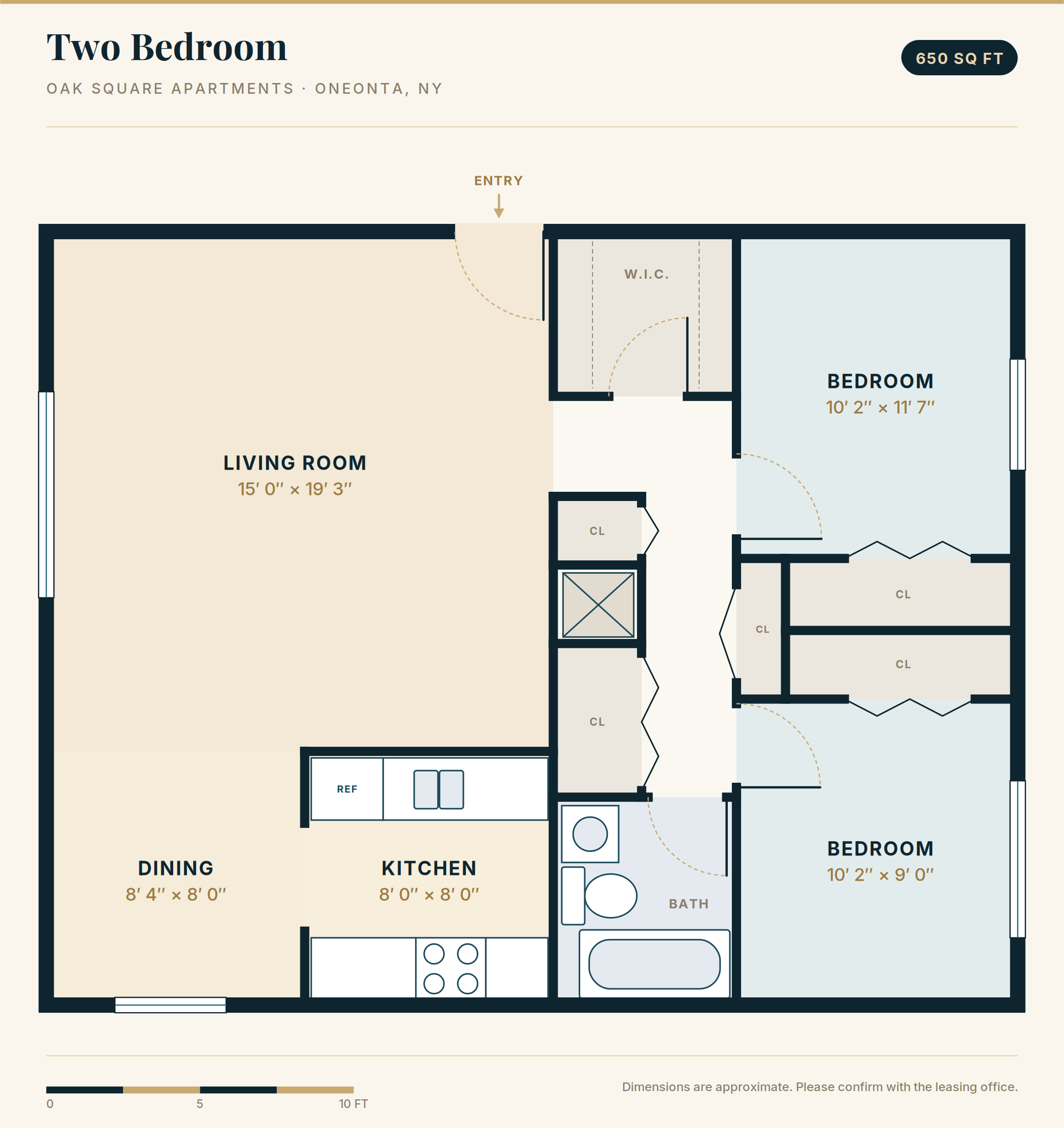 Oak Square 2 Bedroom Floor Plan