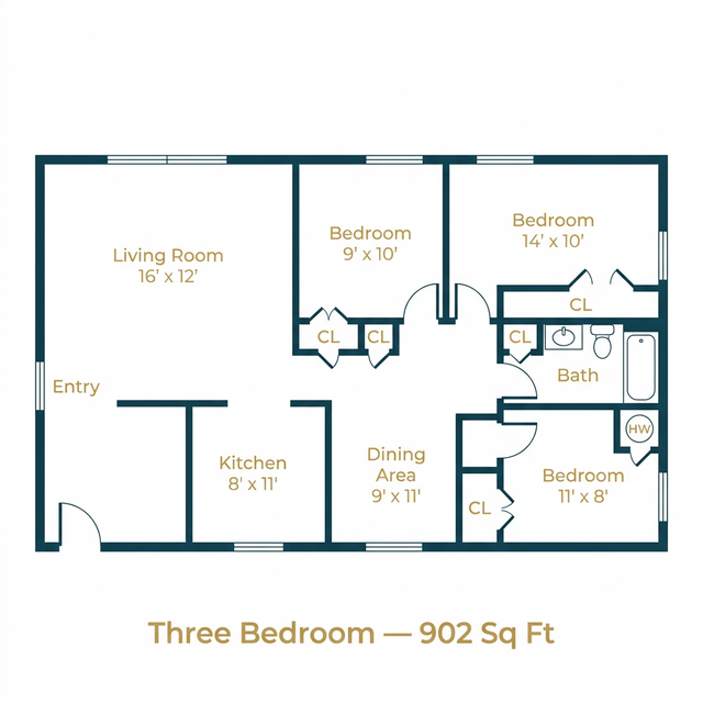 Riverwood 3 Bedroom Floor Plan